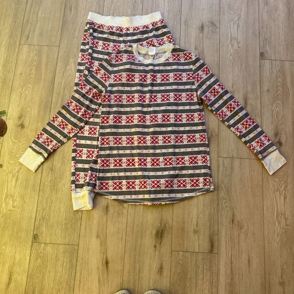 Stars Above Red and Gray Patterned Pajama Set